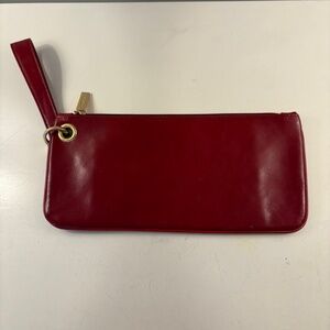 HOBO Wristlet in Red Polished Leather, New Condition